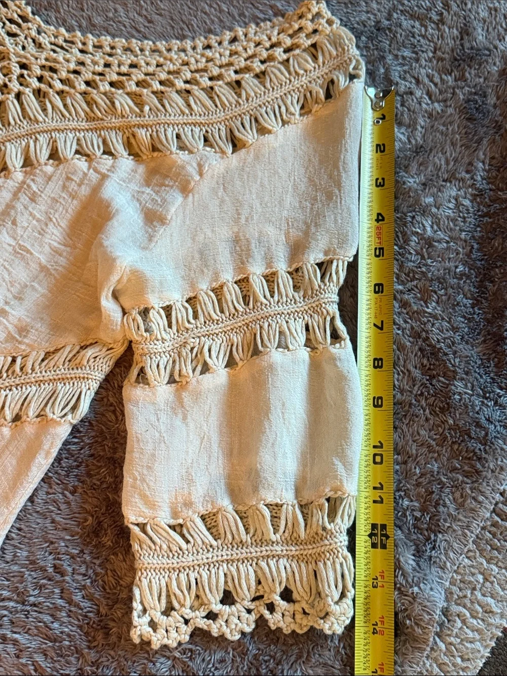 👚 Ecote Crochet Trim Gauze Tunic Top — Cream — Sz M / NWOT